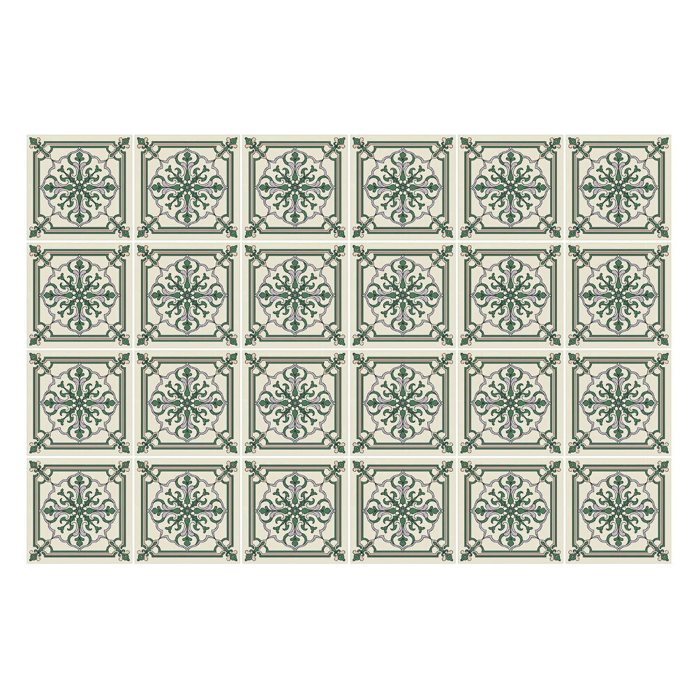 Samolepka na dlaždice Květinové ornamenty v rámu