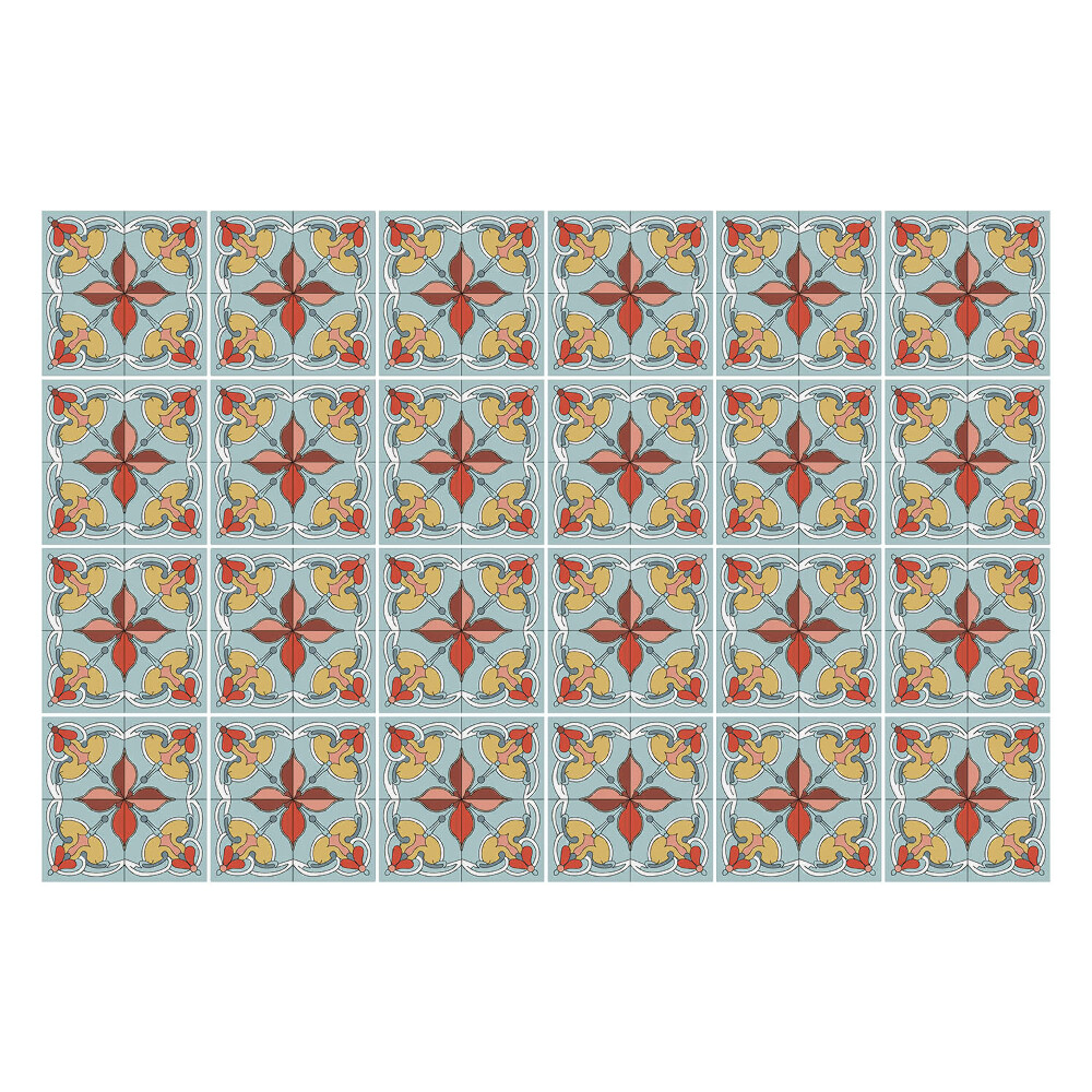 Samolepka na dlaždice Stylizované květiny v síti