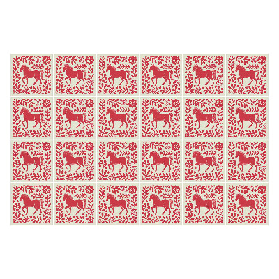 Nálepka na dlaždice Lidový vzor s koňmi