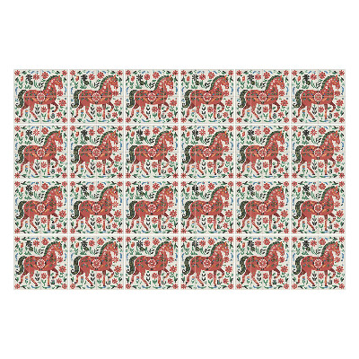 Nálepka na dlaždice Koně v květinovém aranžmá