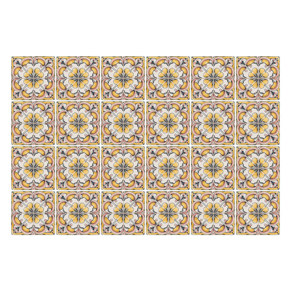 Samolepka na dlaždice Květinové ornamenty v síťovině