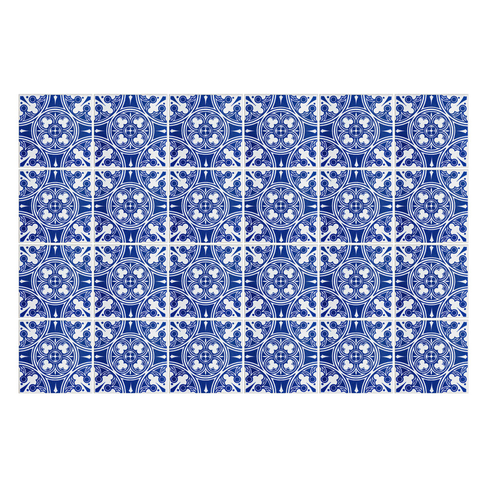 Samolepka na dlaždice Květinové ornamenty v kruzích