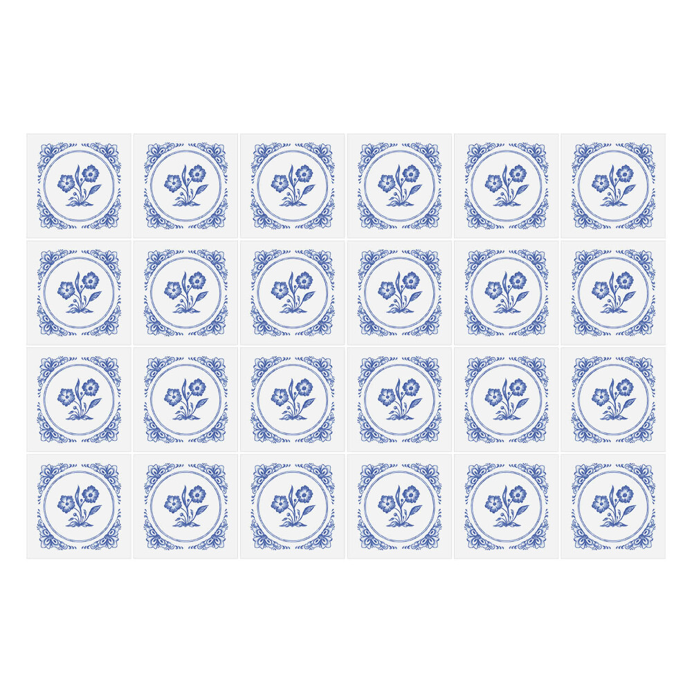 Nálepka na dlaždice Mozaika s modrými květinami