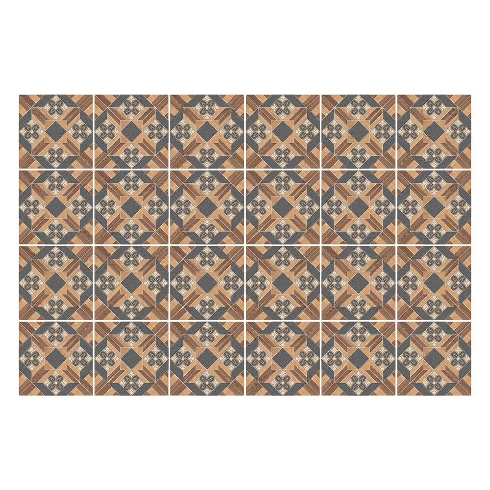 Nálepka na dlaždice Dřevěné motivy v symetrii