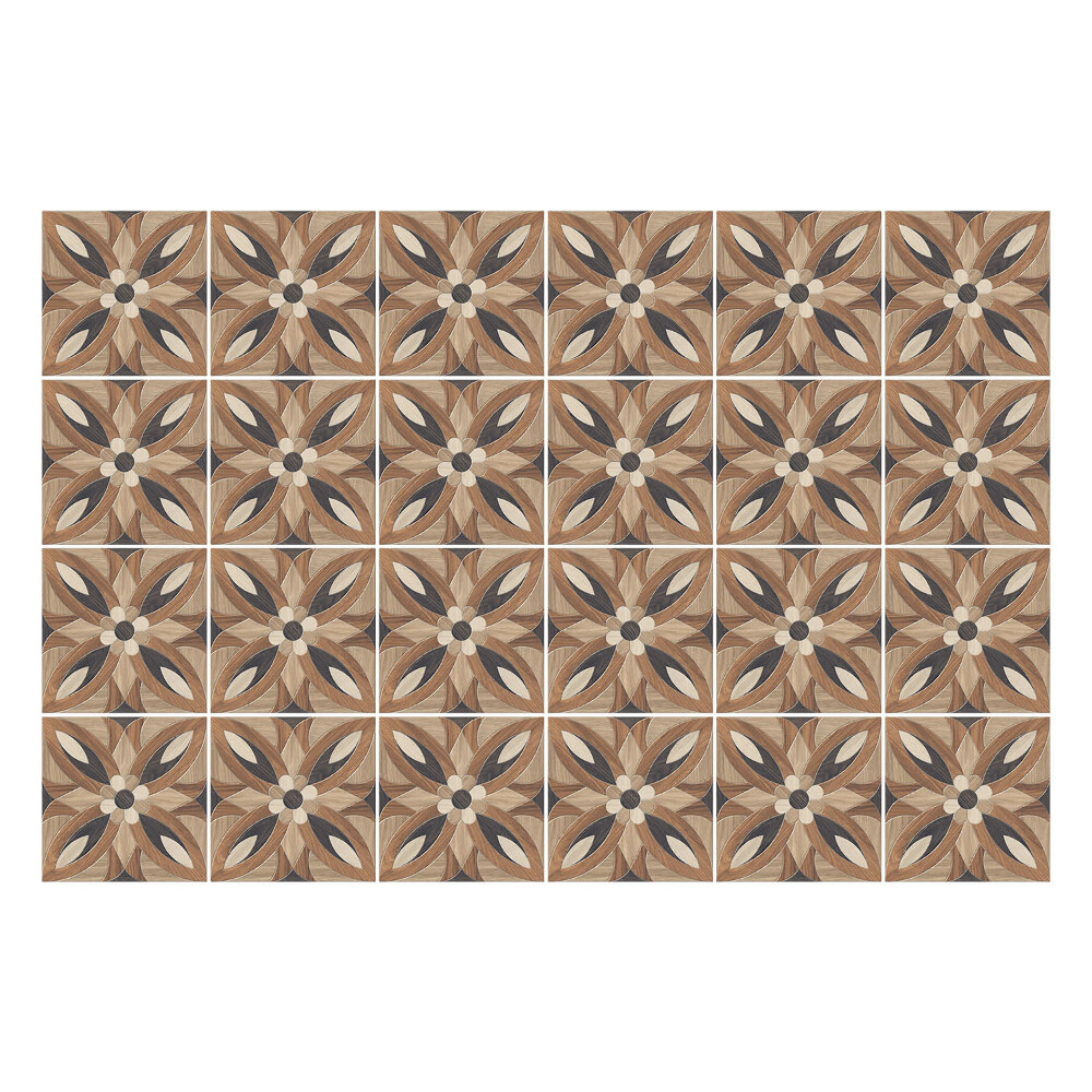 Nálepka na dlaždice Dřevěné květinové motivy