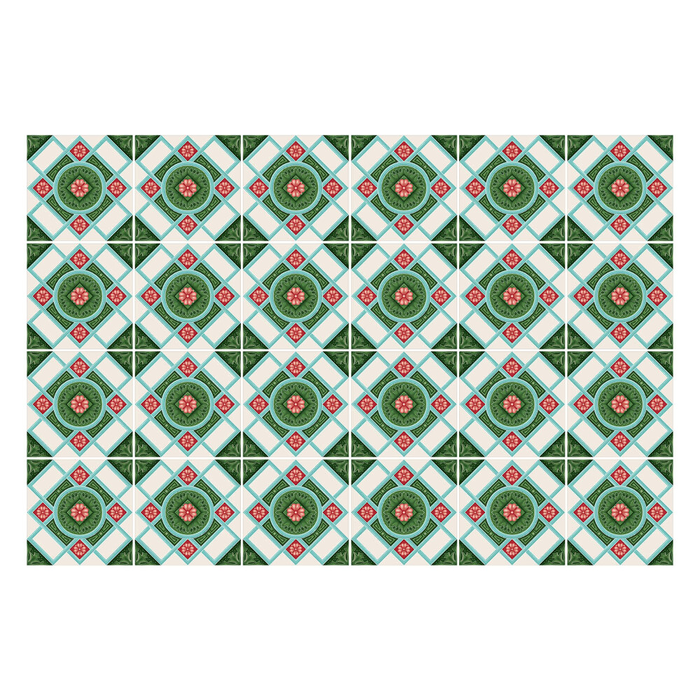 Samolepka na dlaždice Květinový motiv v kosočtvercích