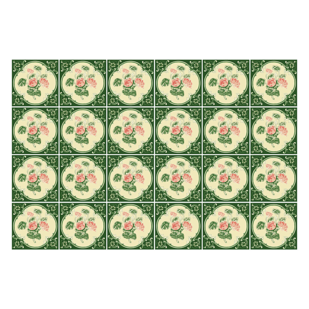 Nálepka na dlaždice Květinové ornamenty v kruzích