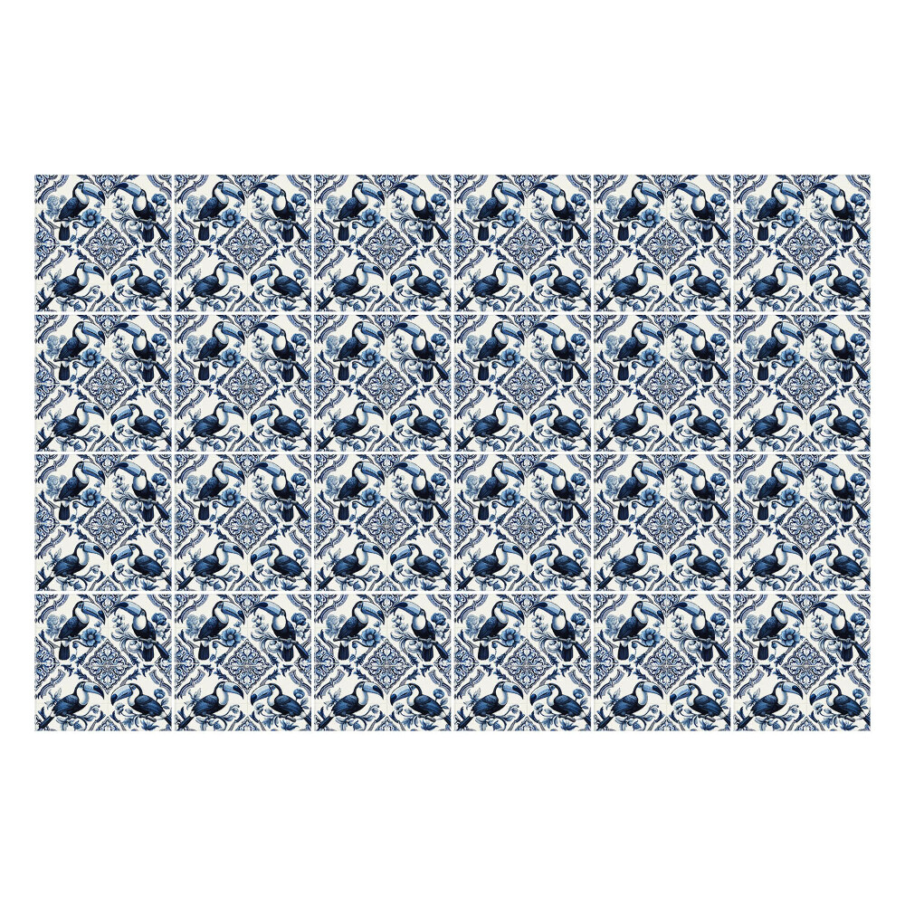 Nálepka na dlaždice Elegantní ptáci a květiny