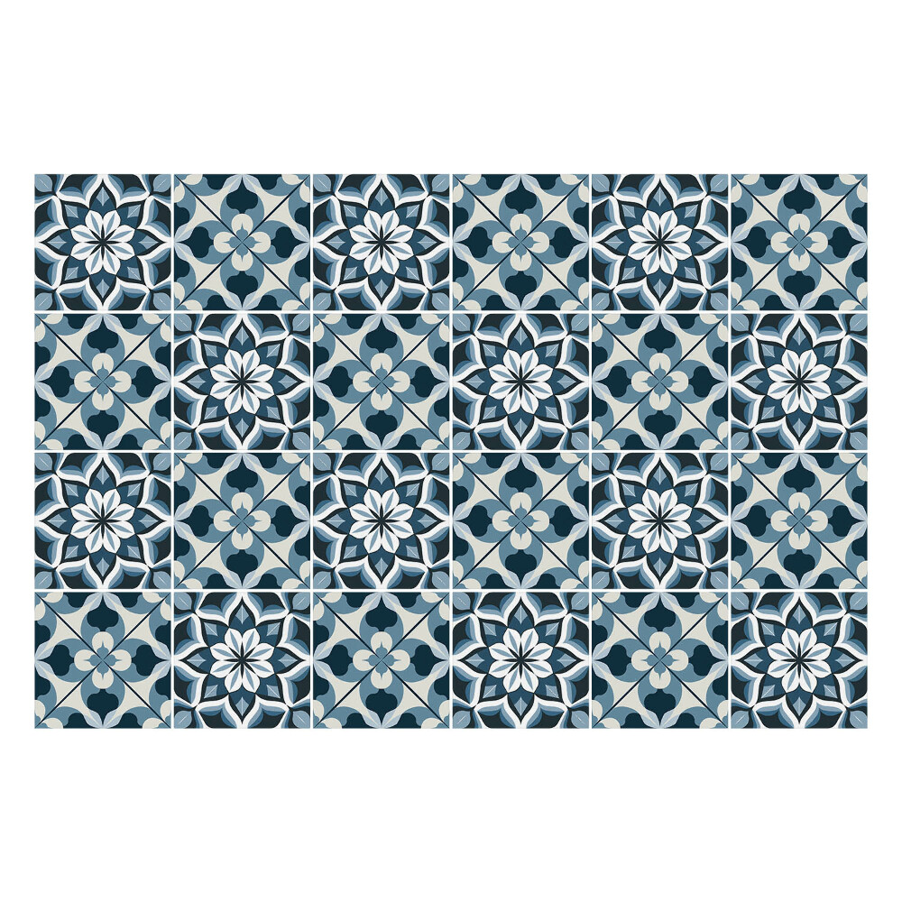 Nálepka na dlaždice Květinové mandaly v mřížce