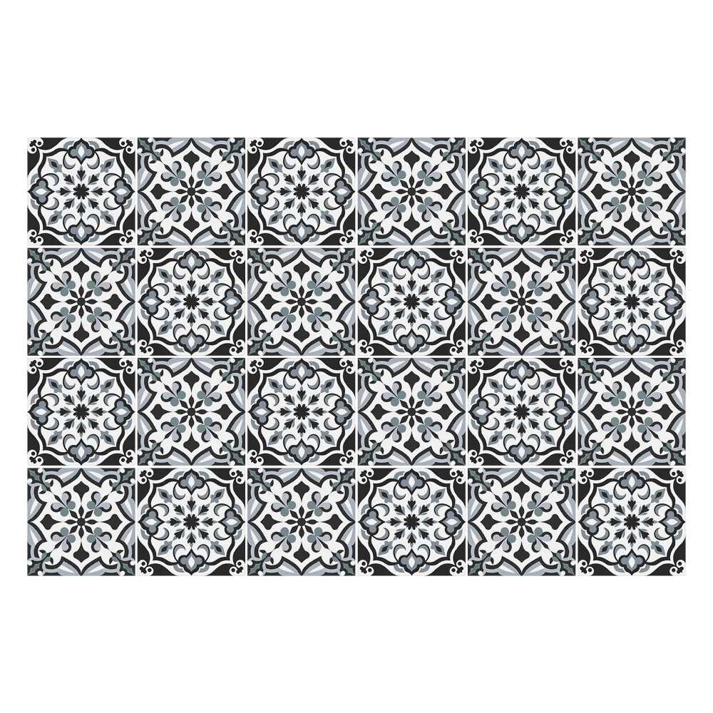 Nálepka na dlaždice Květinové ornamenty v kruzích