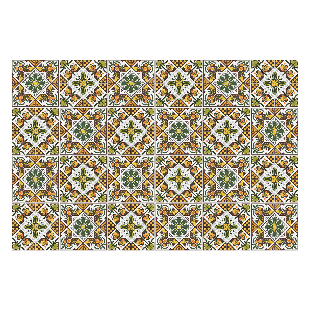 Samolepka na dlaždice Květinové ornamenty ve čtvercích