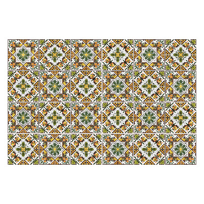 Samolepka na dlaždice Květinové ornamenty ve čtvercích