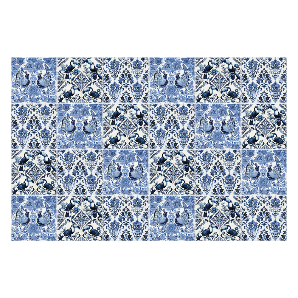 Nálepka na dlaždice Motiv květin a ptáků