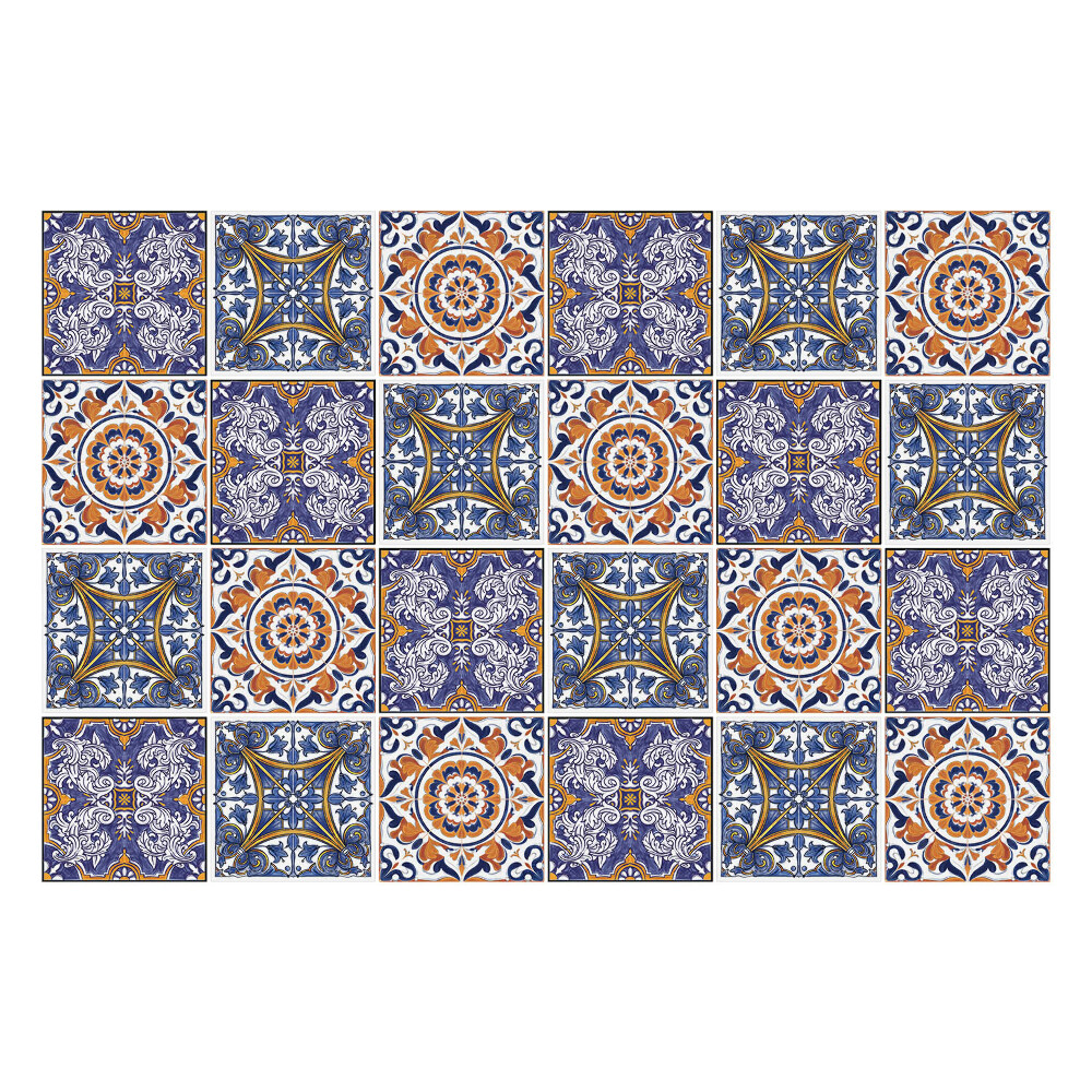 Nálepka na dlaždice Květinové a geometrické motivy