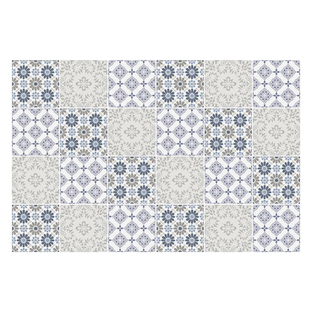 Nálepka na dlaždice Kostkované květinové motivy