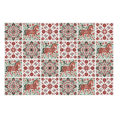 Samolepka na dlaždice Koně a květiny Folklór