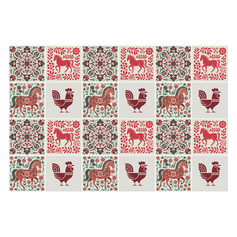 Samolepka na dlaždice Lidové zvířecí motivy