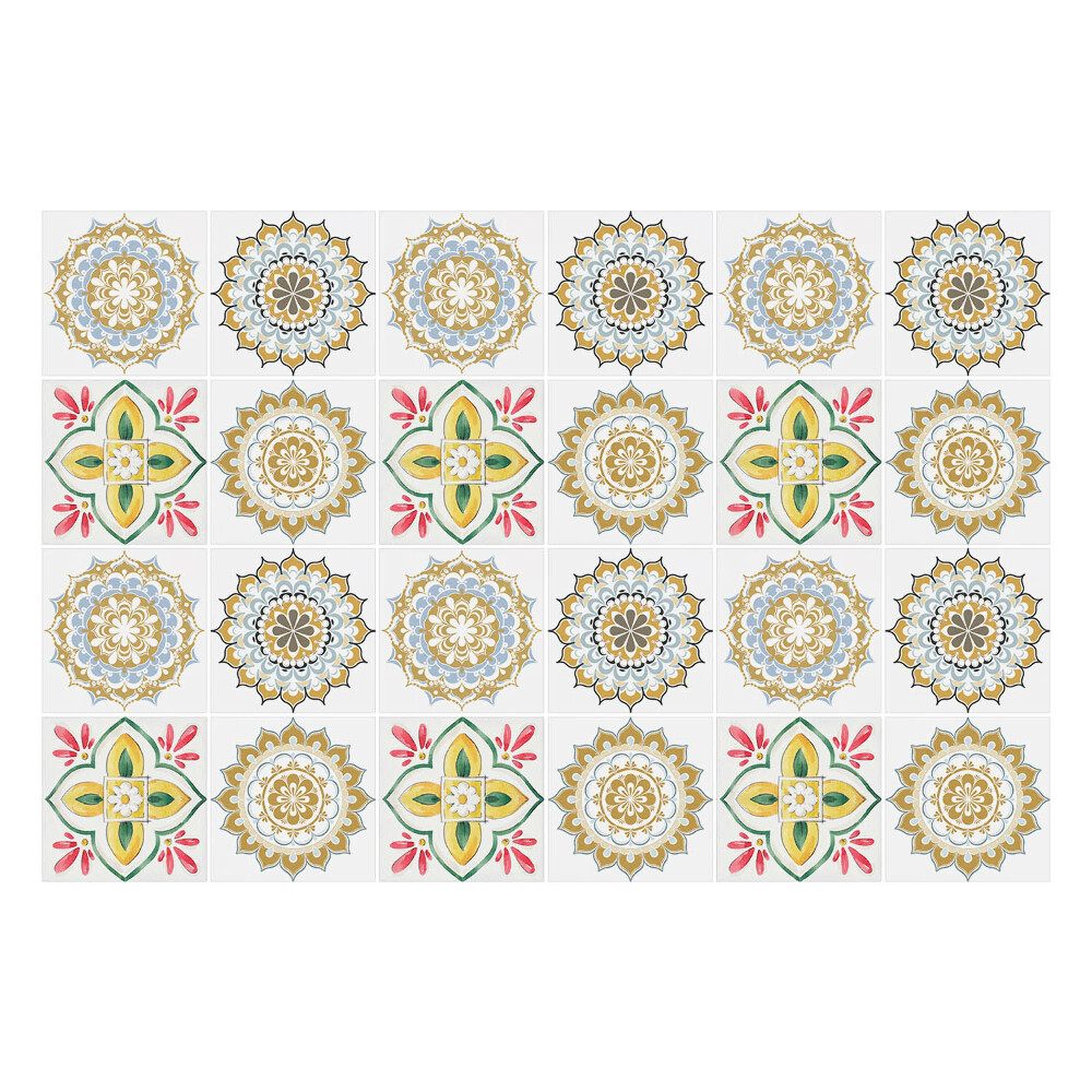 Nálepka na dlaždice Květinové mandaly a ornamenty