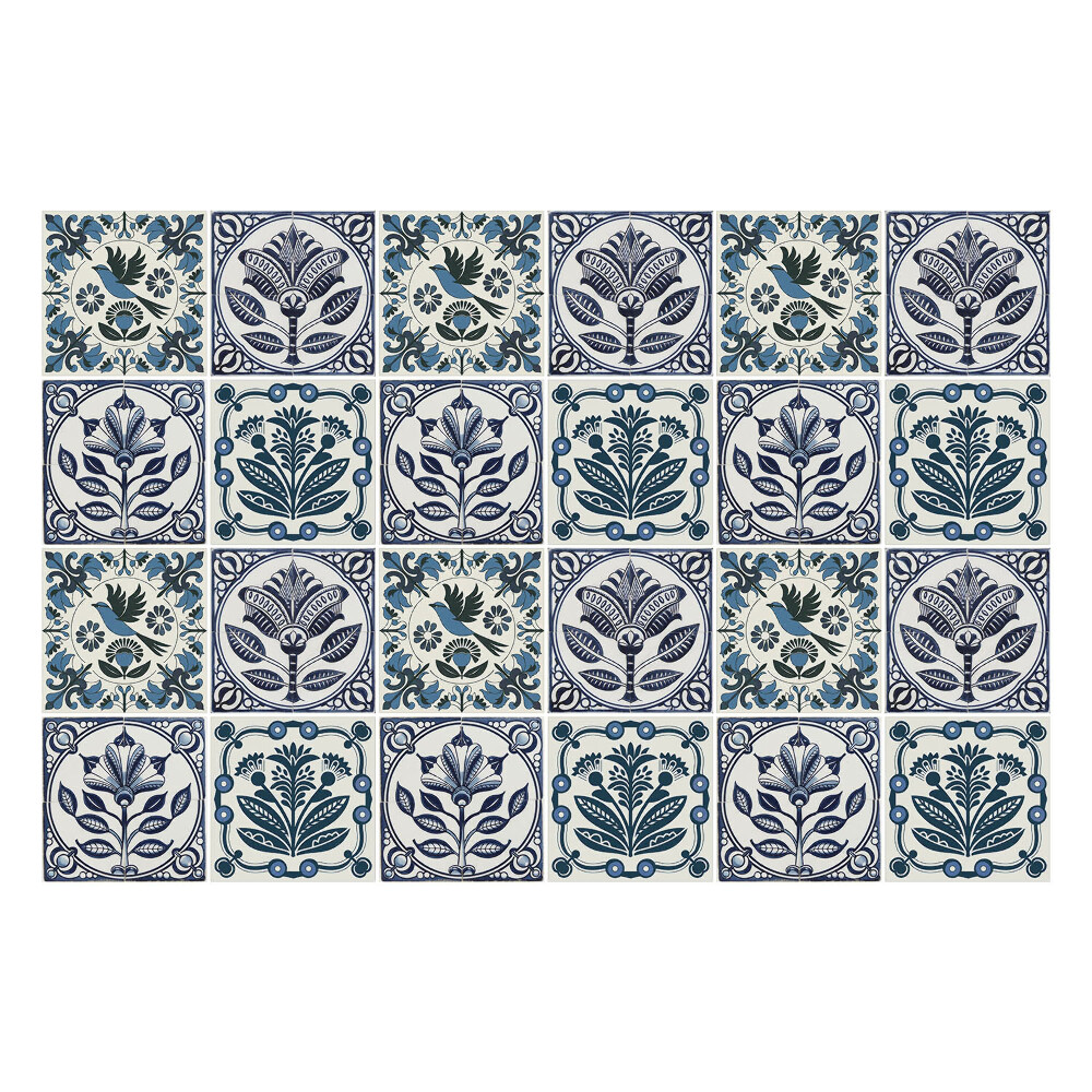 Nálepka na dlaždice Rostliny a ptáci