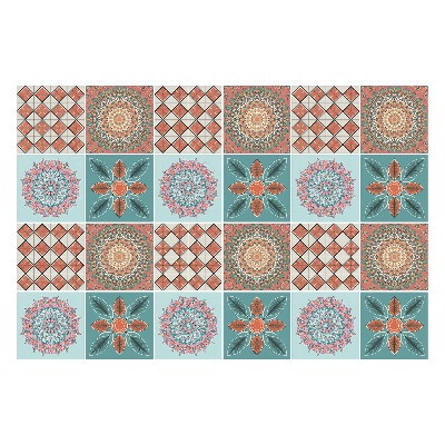 Nálepka na dlaždice Květinové mandaly v mřížce