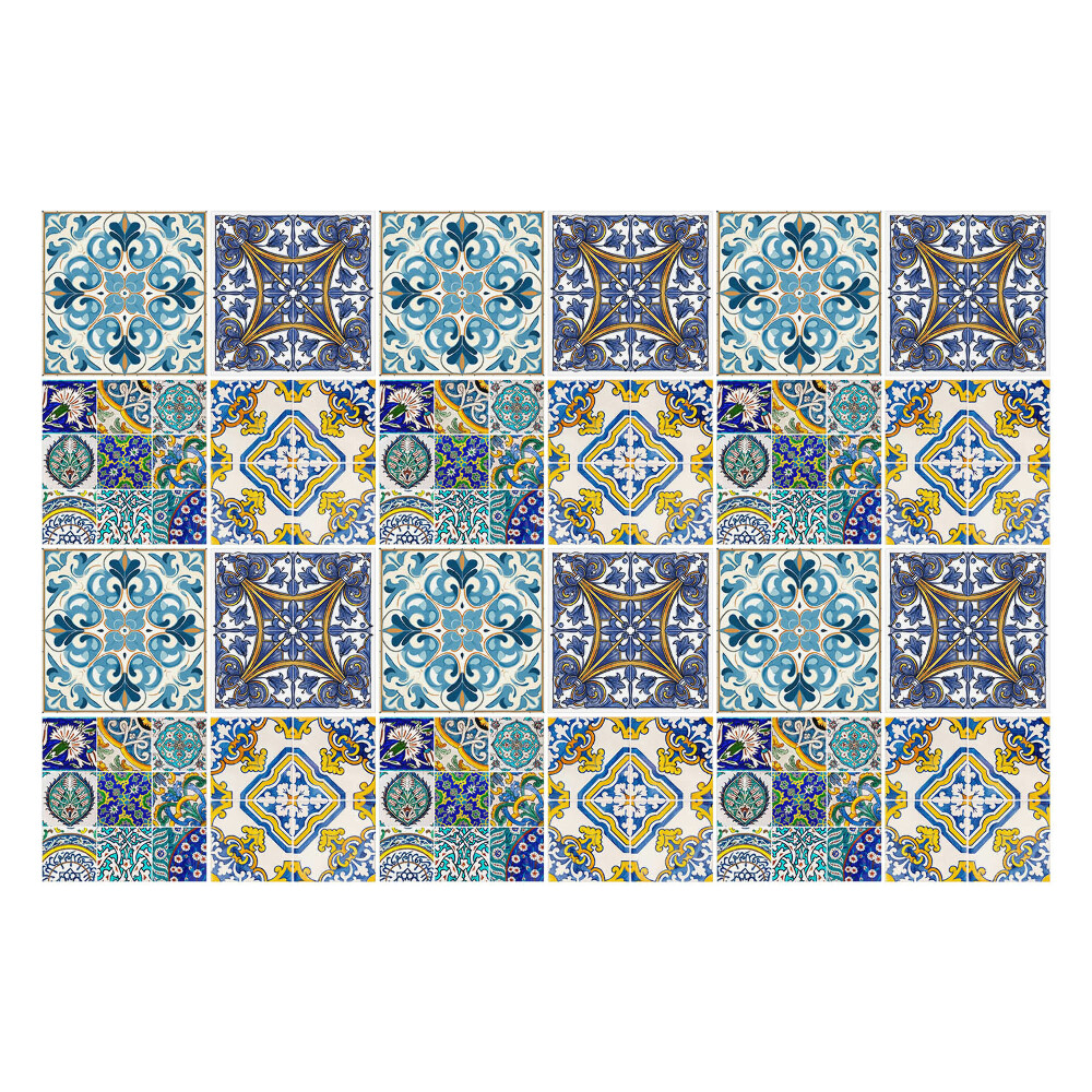 Samolepka na dlaždice Retro dlaždicové složení