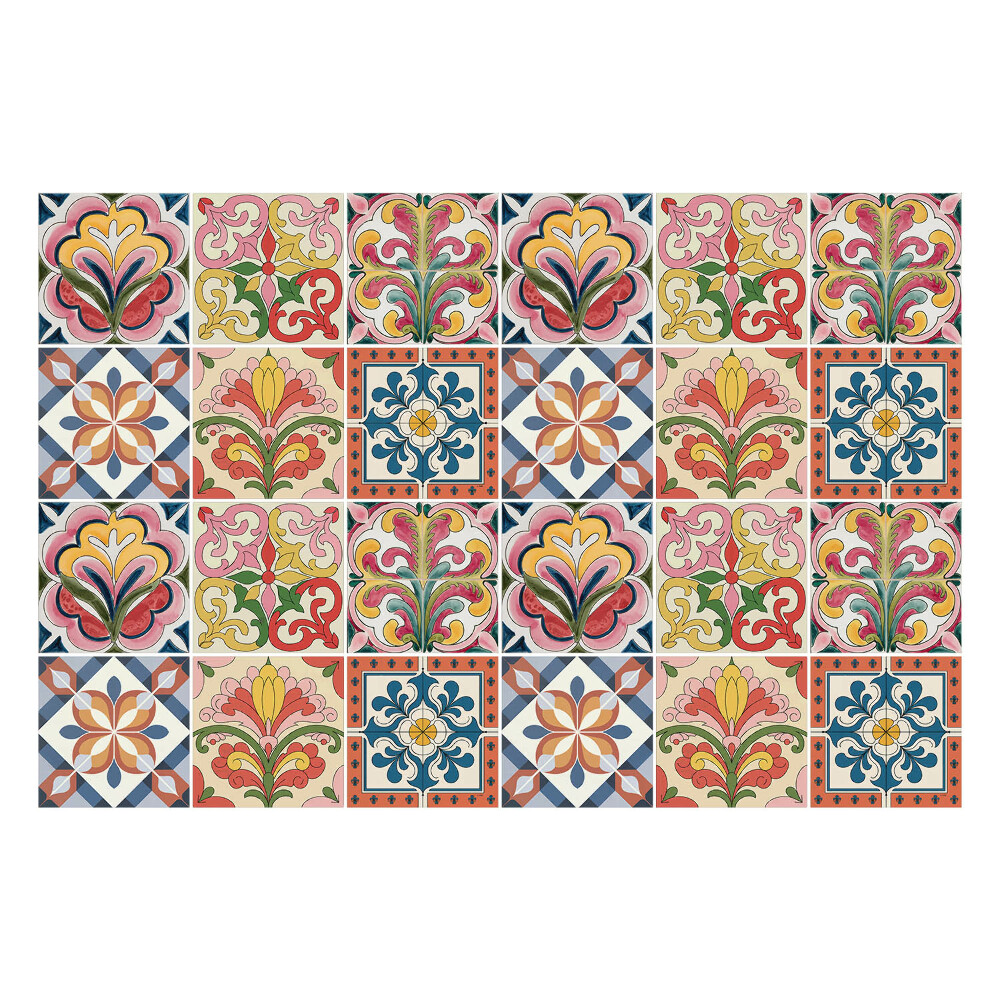 Samolepka na dlaždice Květinové ornamenty v mozaice