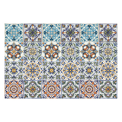 Samolepka na dlaždice Květinové a geometrické motivy