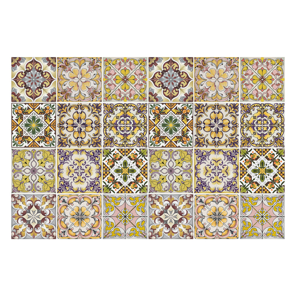 Samolepka na dlaždice Květinové motivy a ornamenty