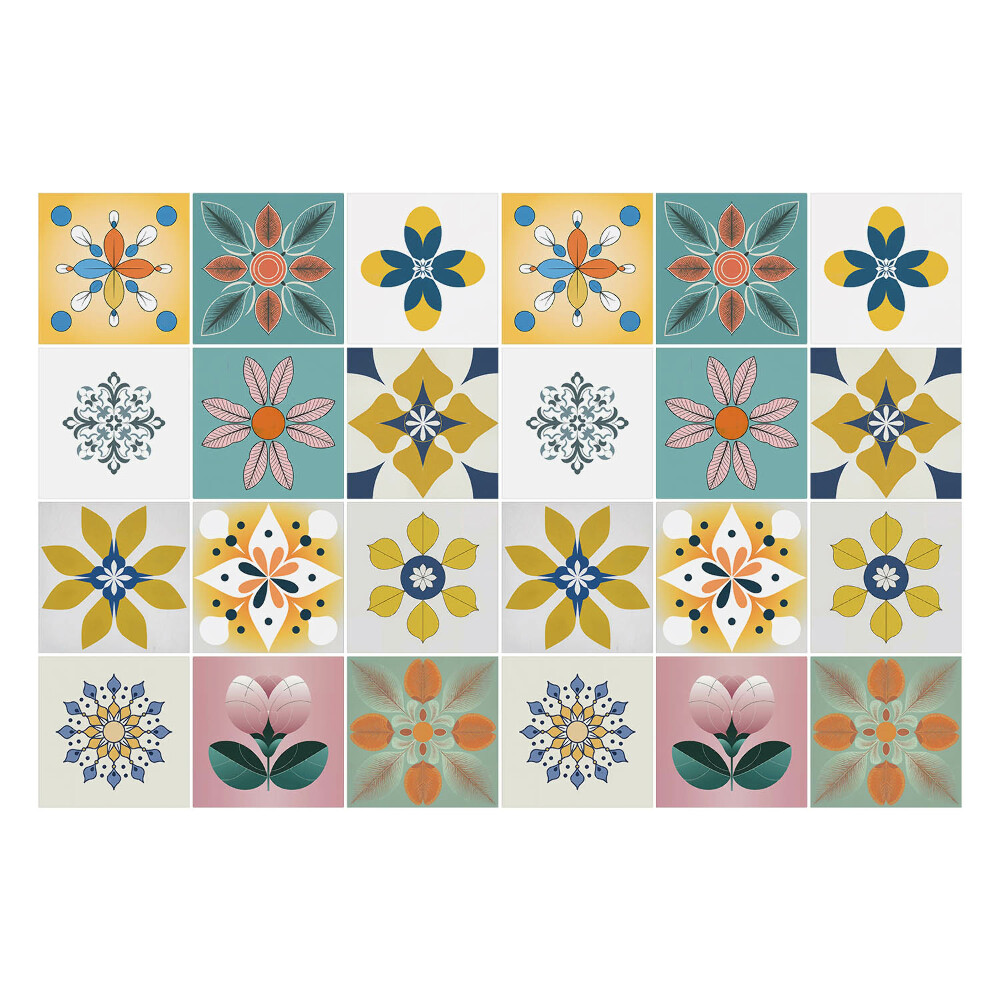 Nálepka na dlaždice Květinové motivy v aranžmá