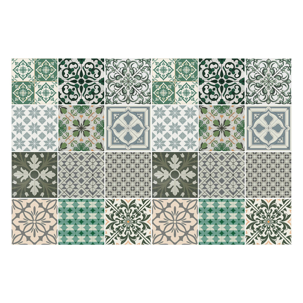 Nálepka na dlaždice Rostlinné a geometrické motivy