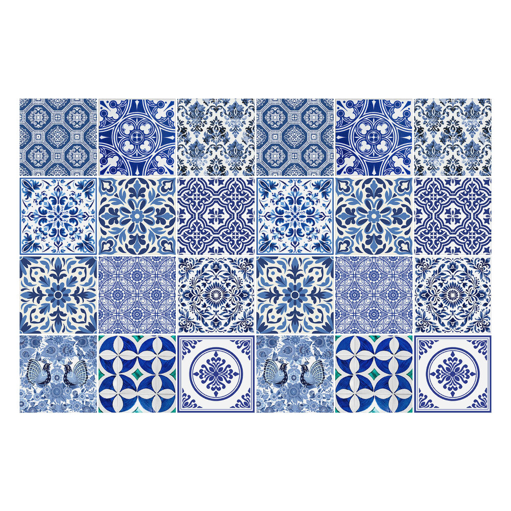 Samolepka na dlaždice Květinové a geometrické motivy