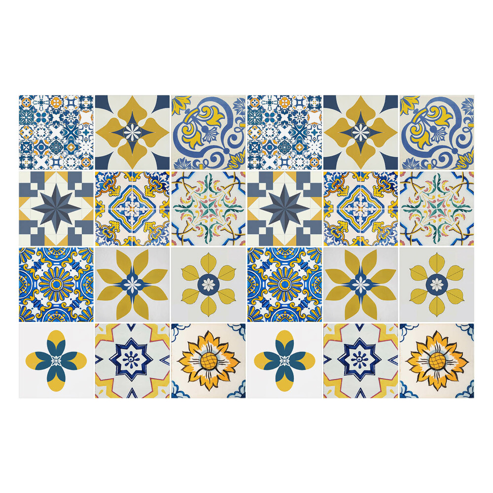 Samolepka na dlaždice Geometrické květinové motivy