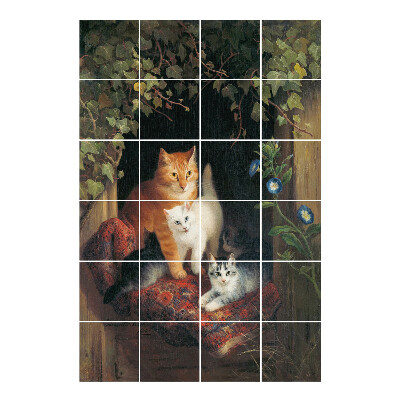 Samolepka na dlaždice Kočky v útulném útulku