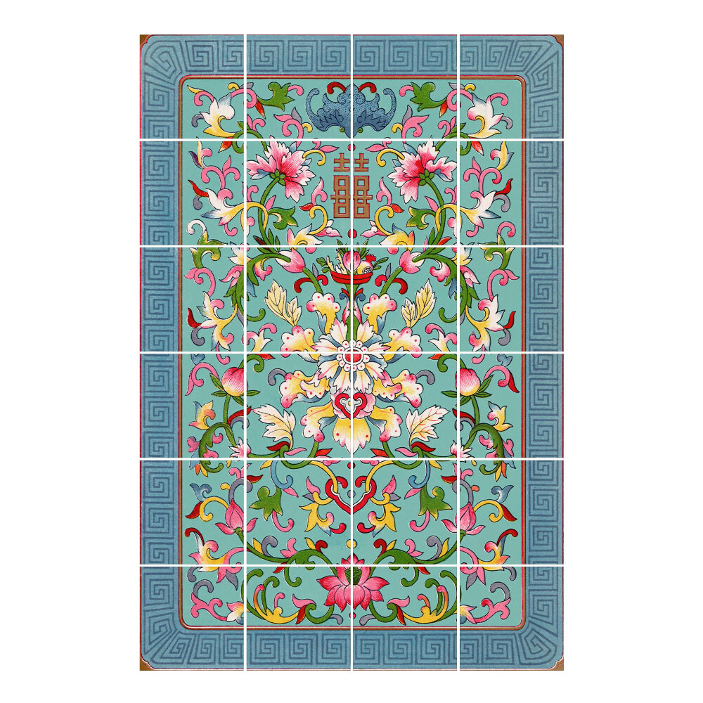 Nálepka na dlaždice Květinový motiv s ornamenty