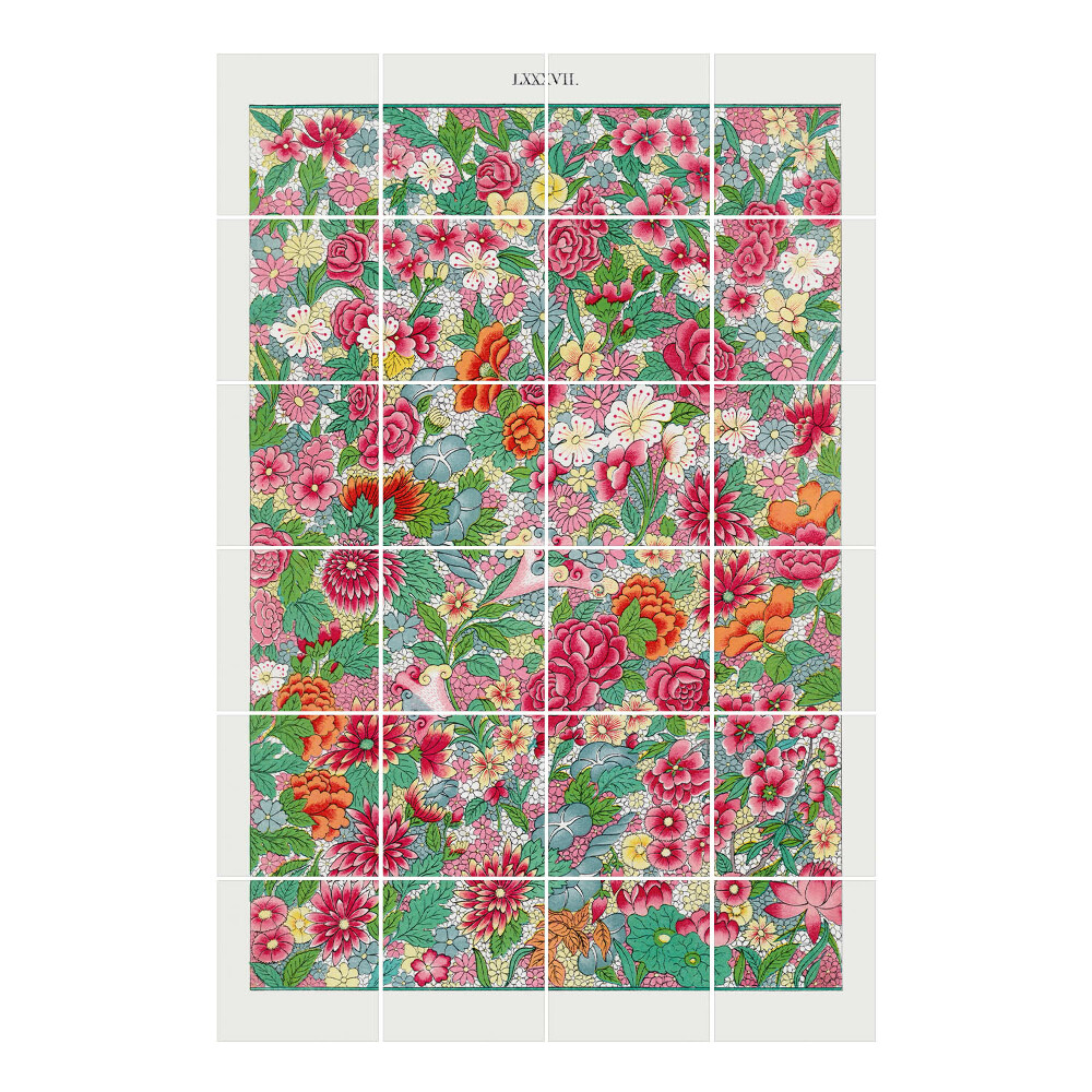 Samolepka na dlaždice Květinová houština motivů