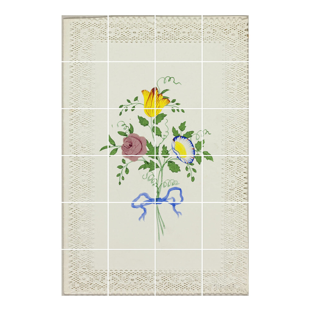 Nálepka na dlaždice Kytice květin se stuhou