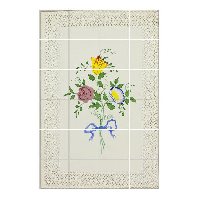 Nálepka na dlaždice Kytice květin se stuhou