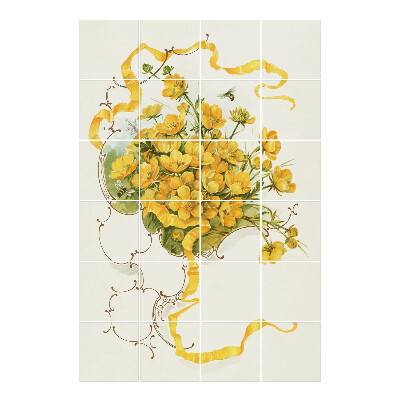 Samolepka na dlaždice Kytice květin se stuhou