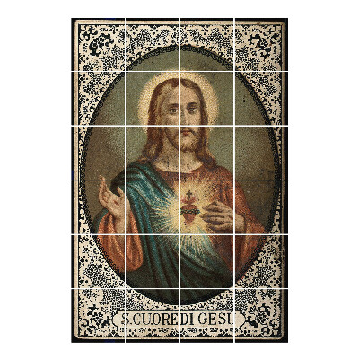 Nálepka na dlaždice Srdce Ježíšovo v záři