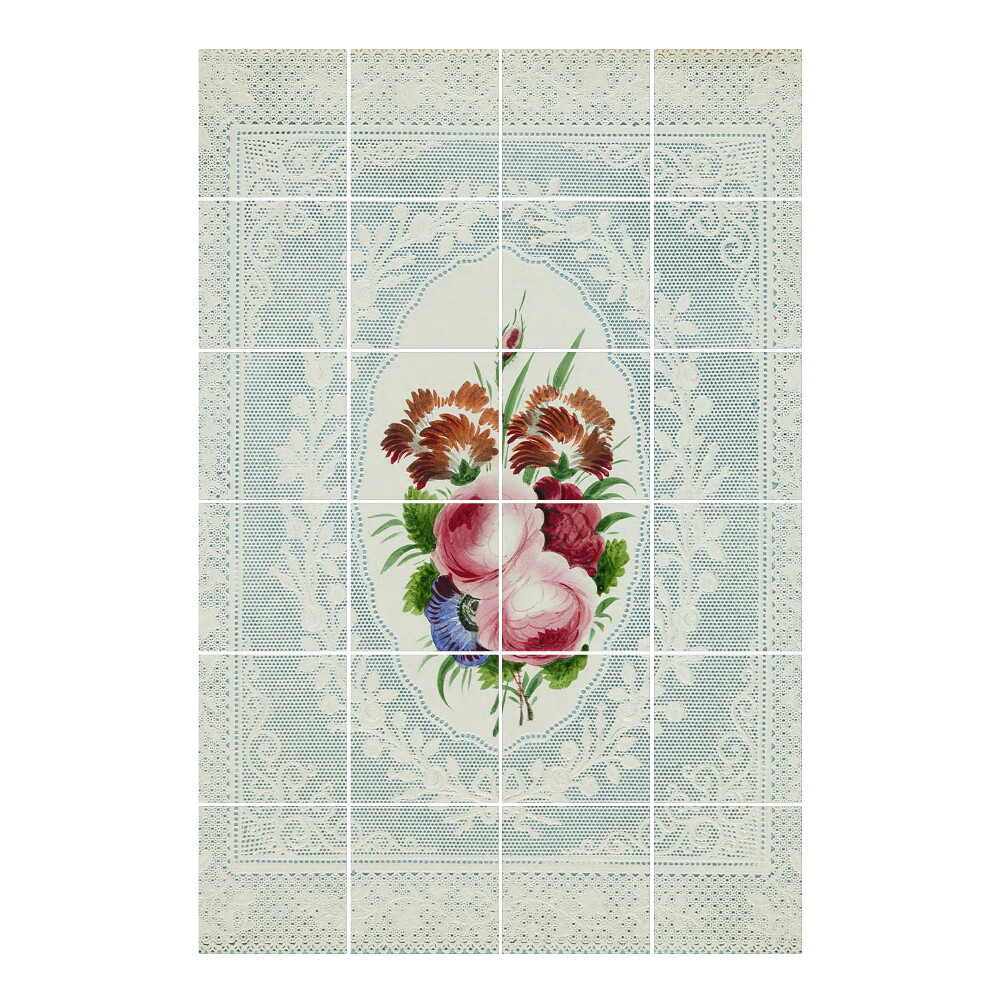 Samolepka na dlaždice Květinový ornament v rámu