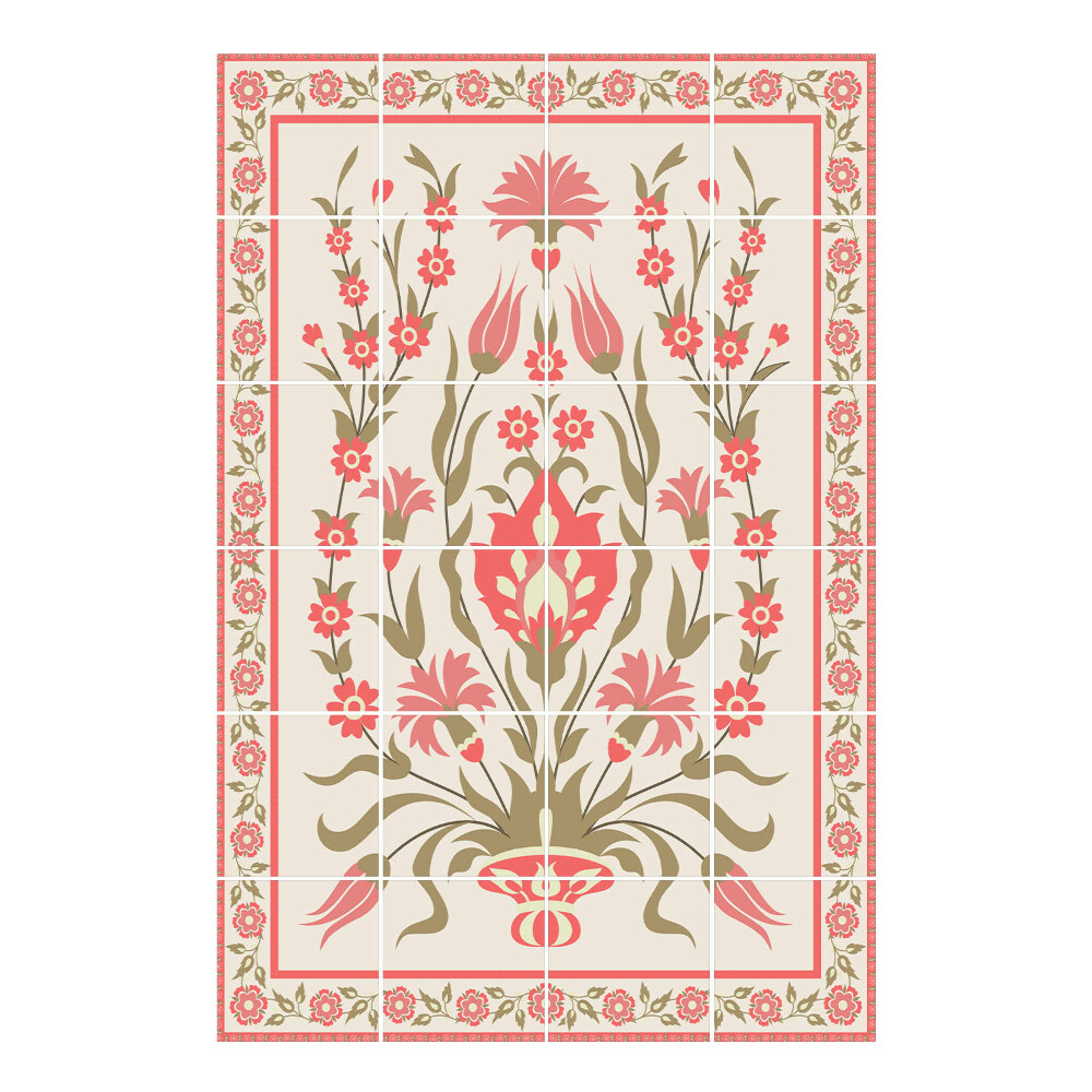 Samolepka na dlaždice Květinový motiv v rámu