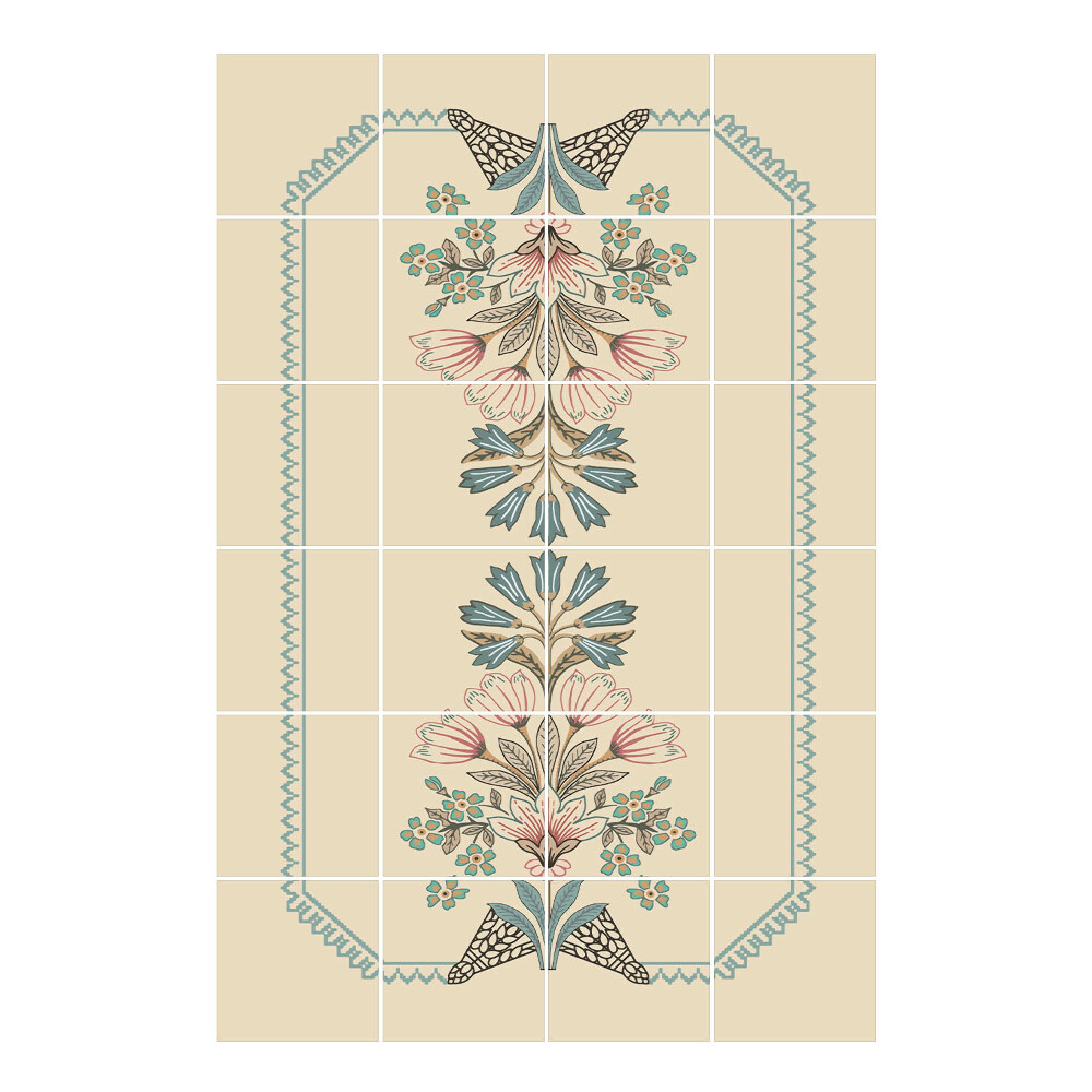 Nálepka na dlaždice Květinový motiv s rámem