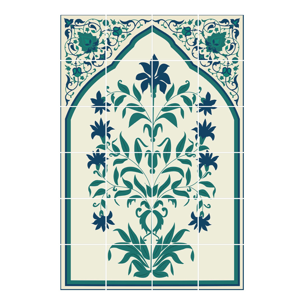 Nálepka na dlaždice Květinový ornament v rámu