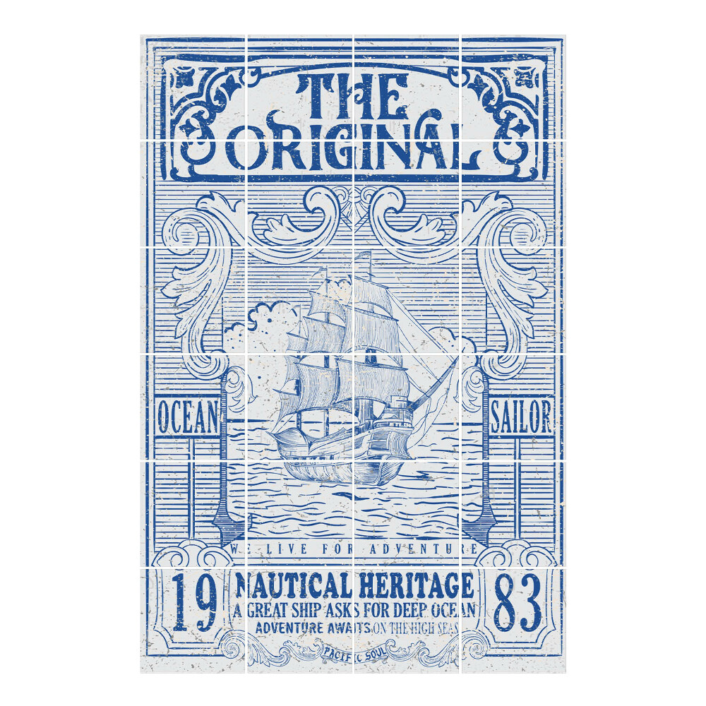 Samolepka na dlaždice Retro vintage námořník plakát