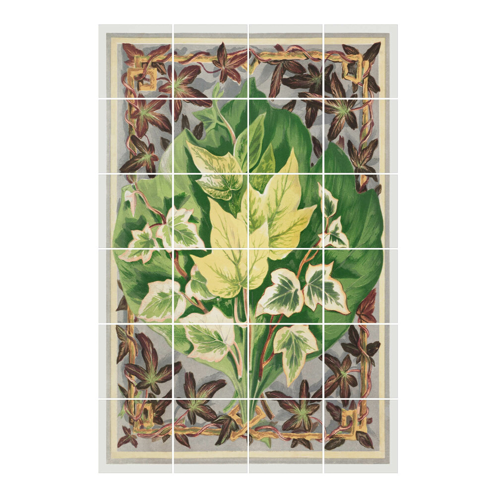 Samolepka na dlaždice Listy v dekorativním pozadí
