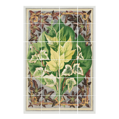 Samolepka na dlaždice Listy v dekorativním pozadí