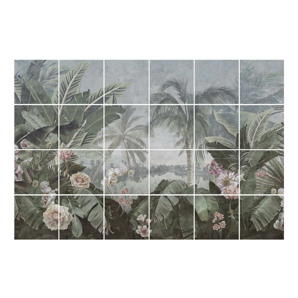 Samolepka na dlaždice Tropická krajina s vegetací