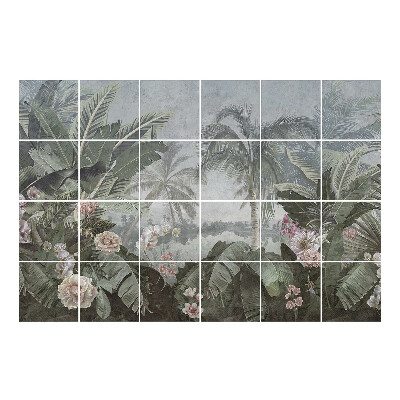 Samolepka na dlaždice Tropická krajina s vegetací