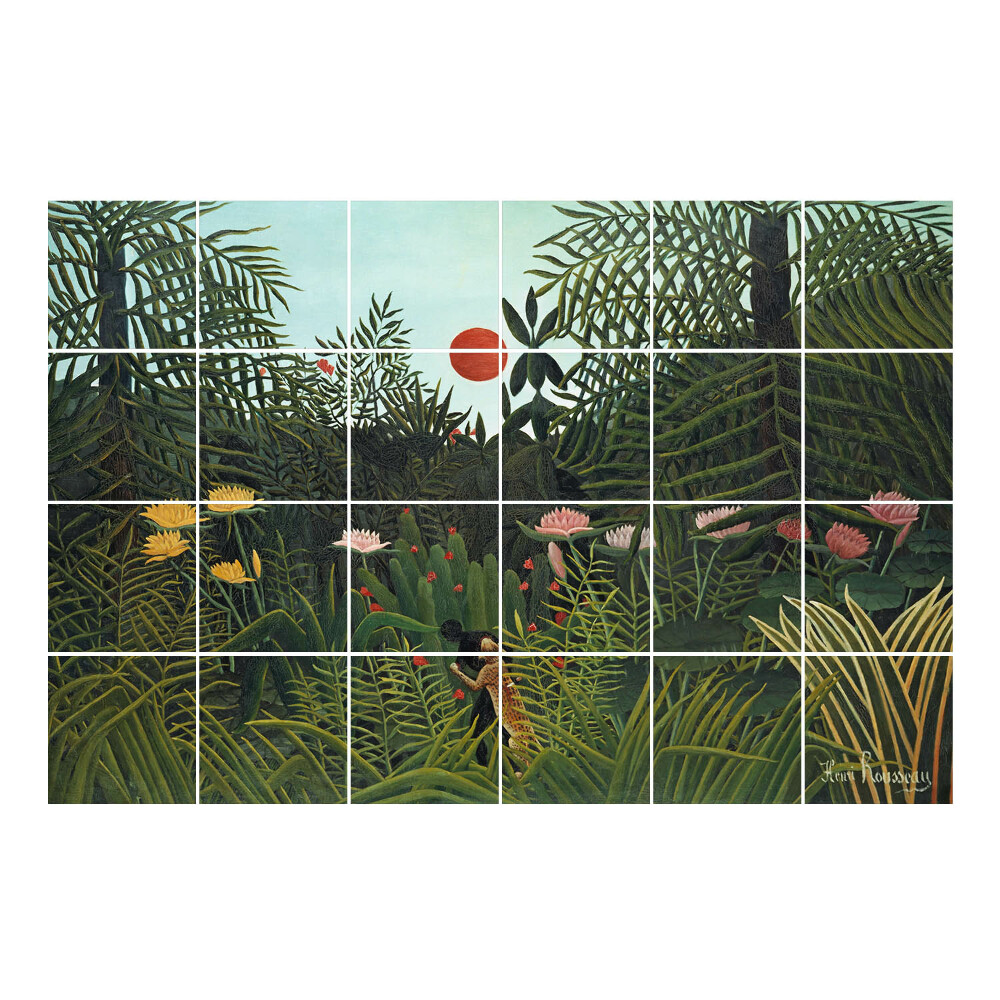 Samolepka na dlaždice Milenci v džungli