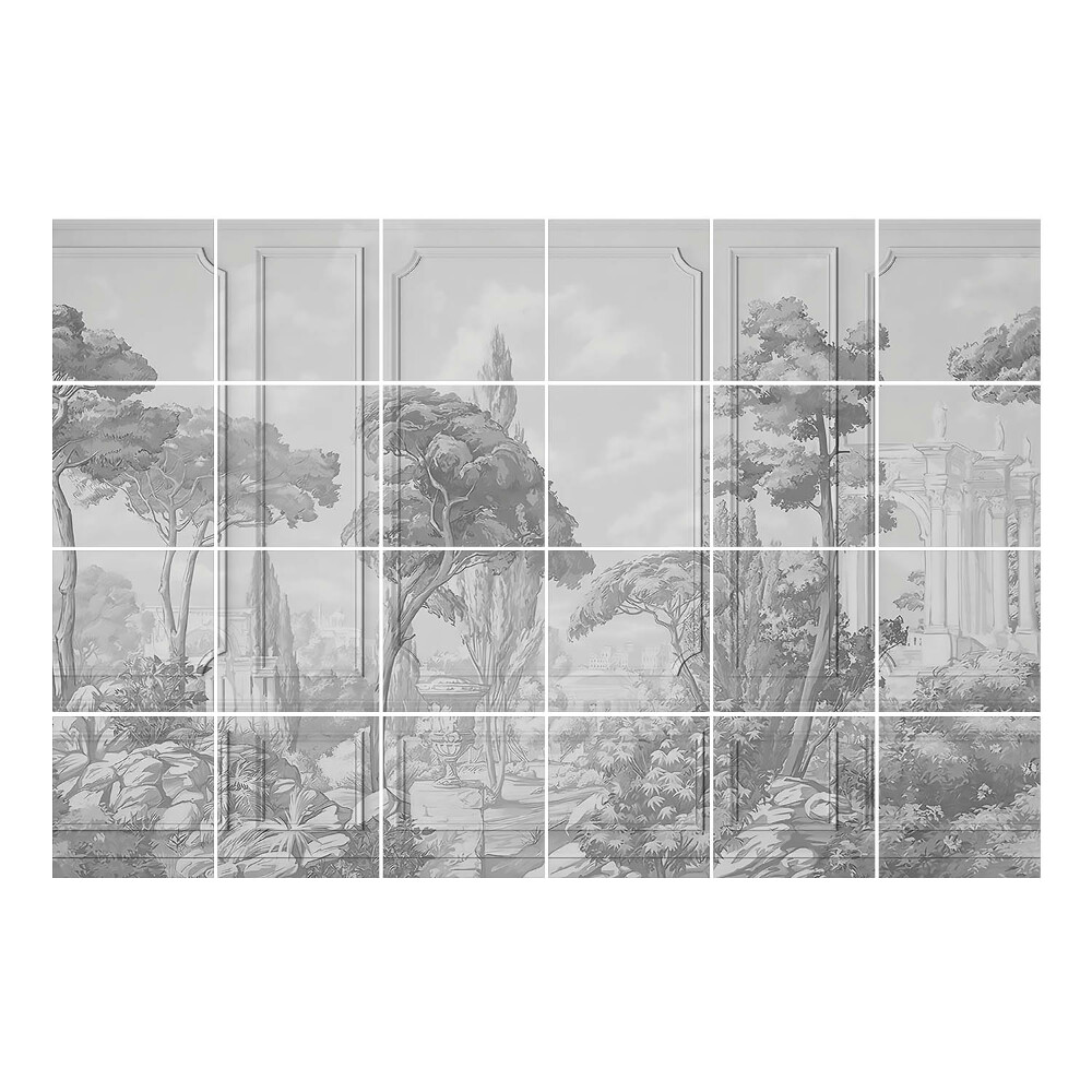 Samolepka na dlaždice Krajina se stromy